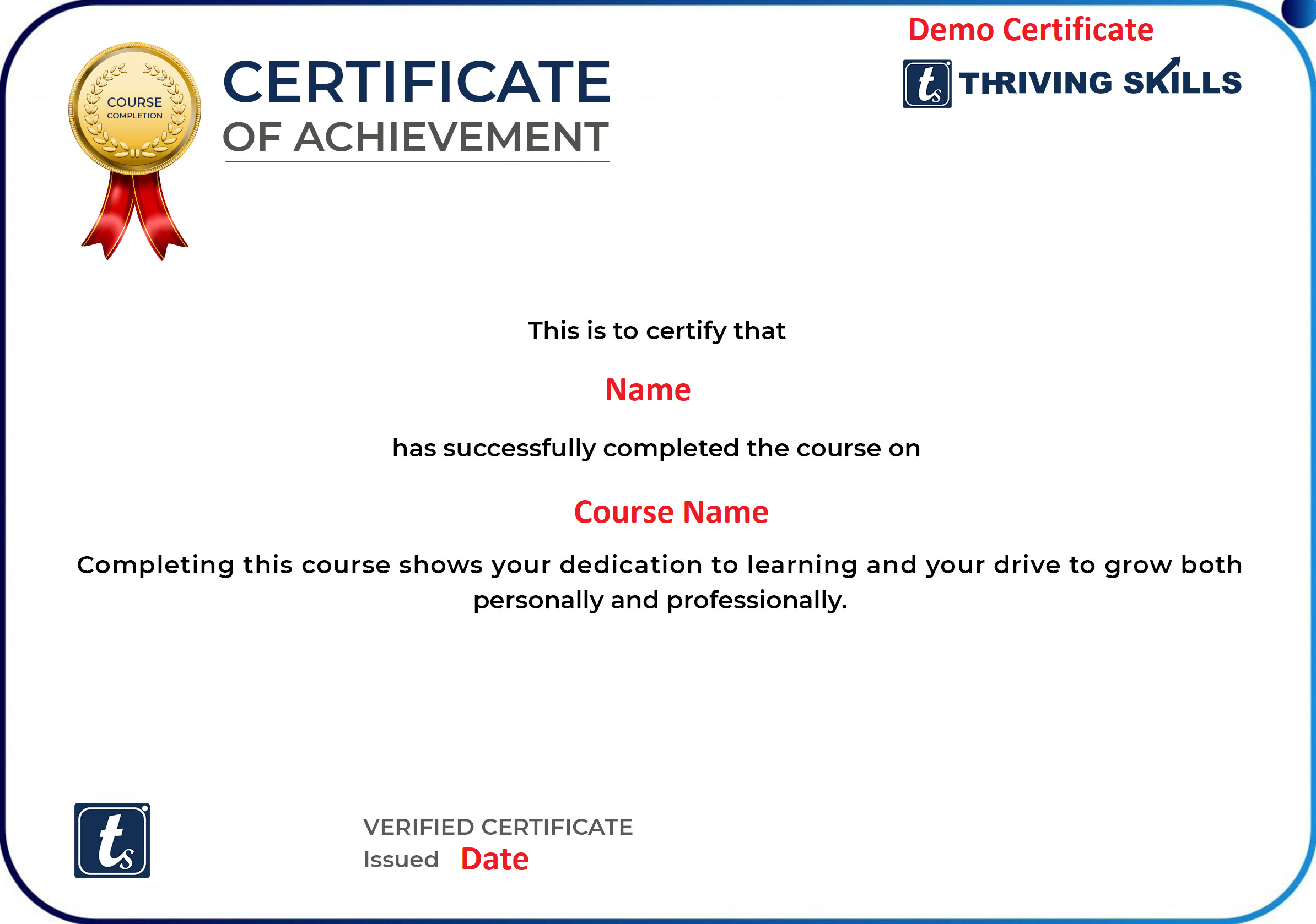 Professional Course Completion Certificate